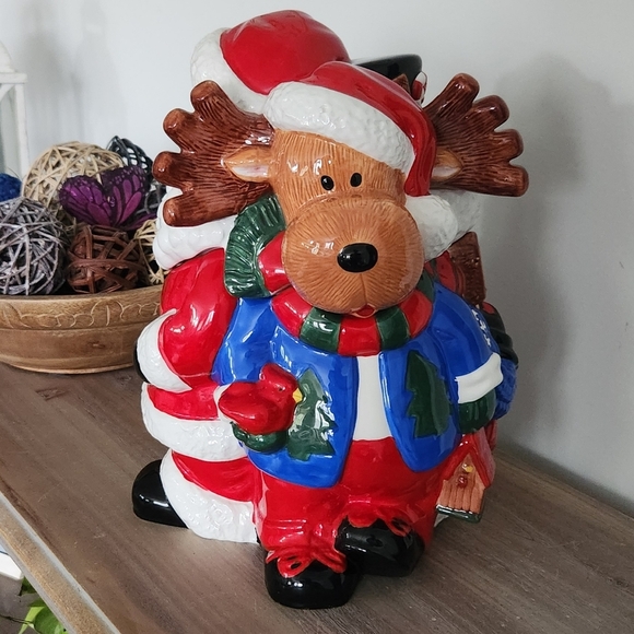 🎄🍪 Vintage 3D Christmas Cookie Jar – Mr. Moose, Santa & Frosty Amazing Design - Picture 2 of 16